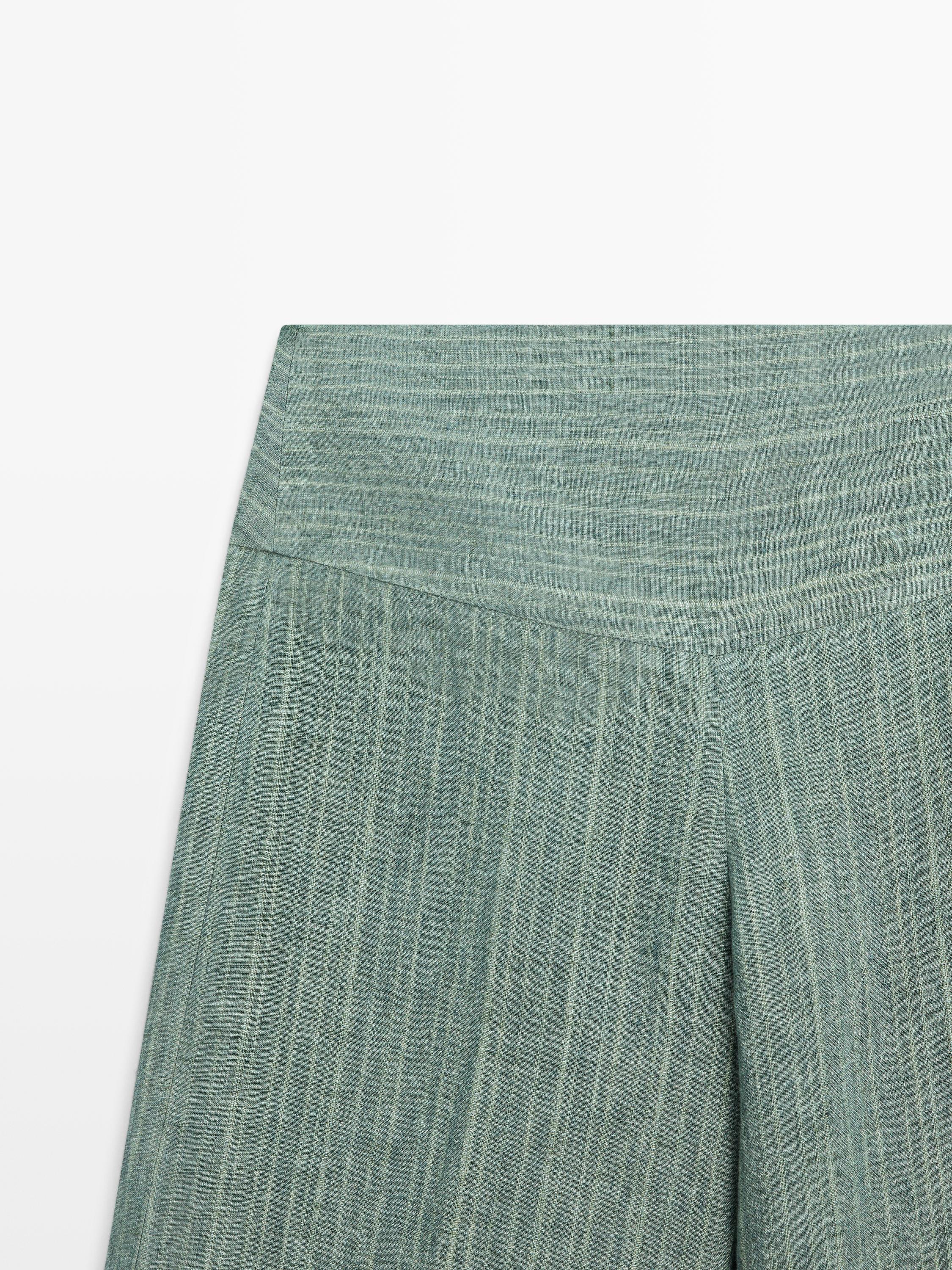 Pantalon en lin avec ceinture large